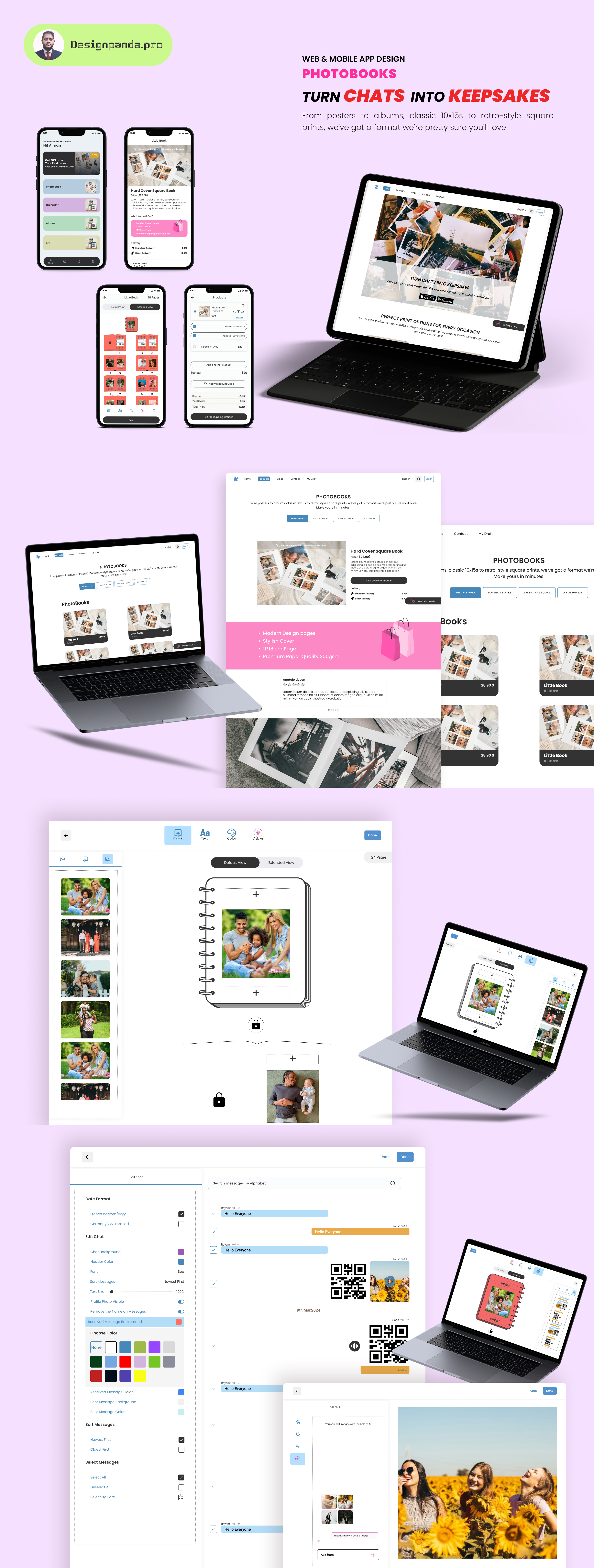 Chat export web - Print chat book in no time android chat clear export graphic design import ios landing page design mobile print book prototype responsive ui ux web web app website