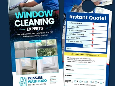 Window Cleaning Instant Quote Door Hanger – Canva Template canva door hanger door hanger door hanger design door hanger template window cleaning window cleaning door hanger