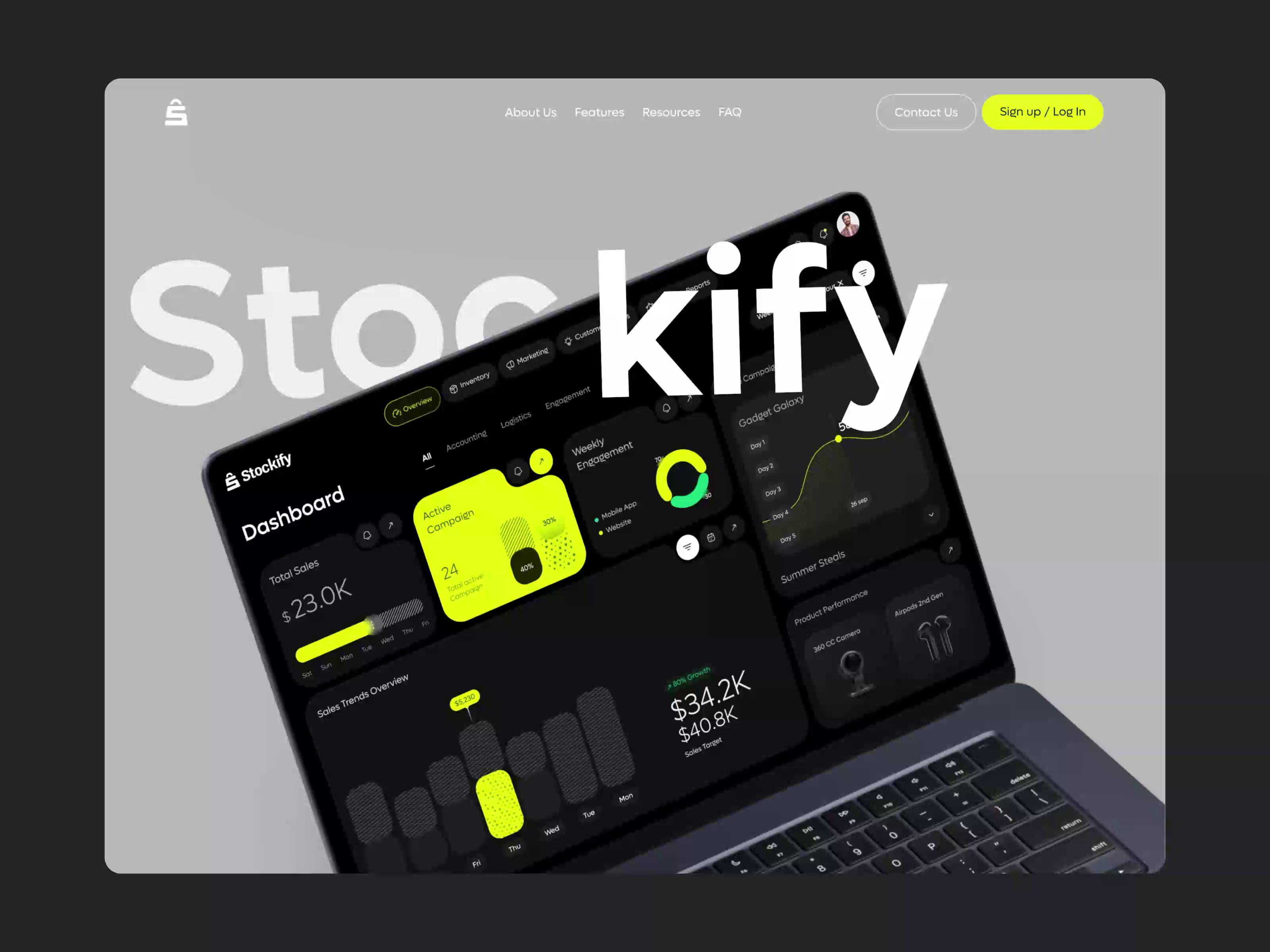 Example of Stockify — Landing Page Animation | Potential