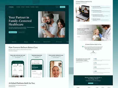 Famvera — Healthcare SaaS landing page UI/UX Design design figma healthcare healthcare saas landing page illustration saas saas design saas healthcare saas landing page healthcare ui design user centric user experience uxui