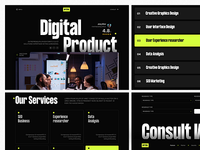 Digital Agency Company Website agency creativestrategy darkmodedesign designportfolio digitalbranding figmadesign neondesign portfolio design uidesign webdesign