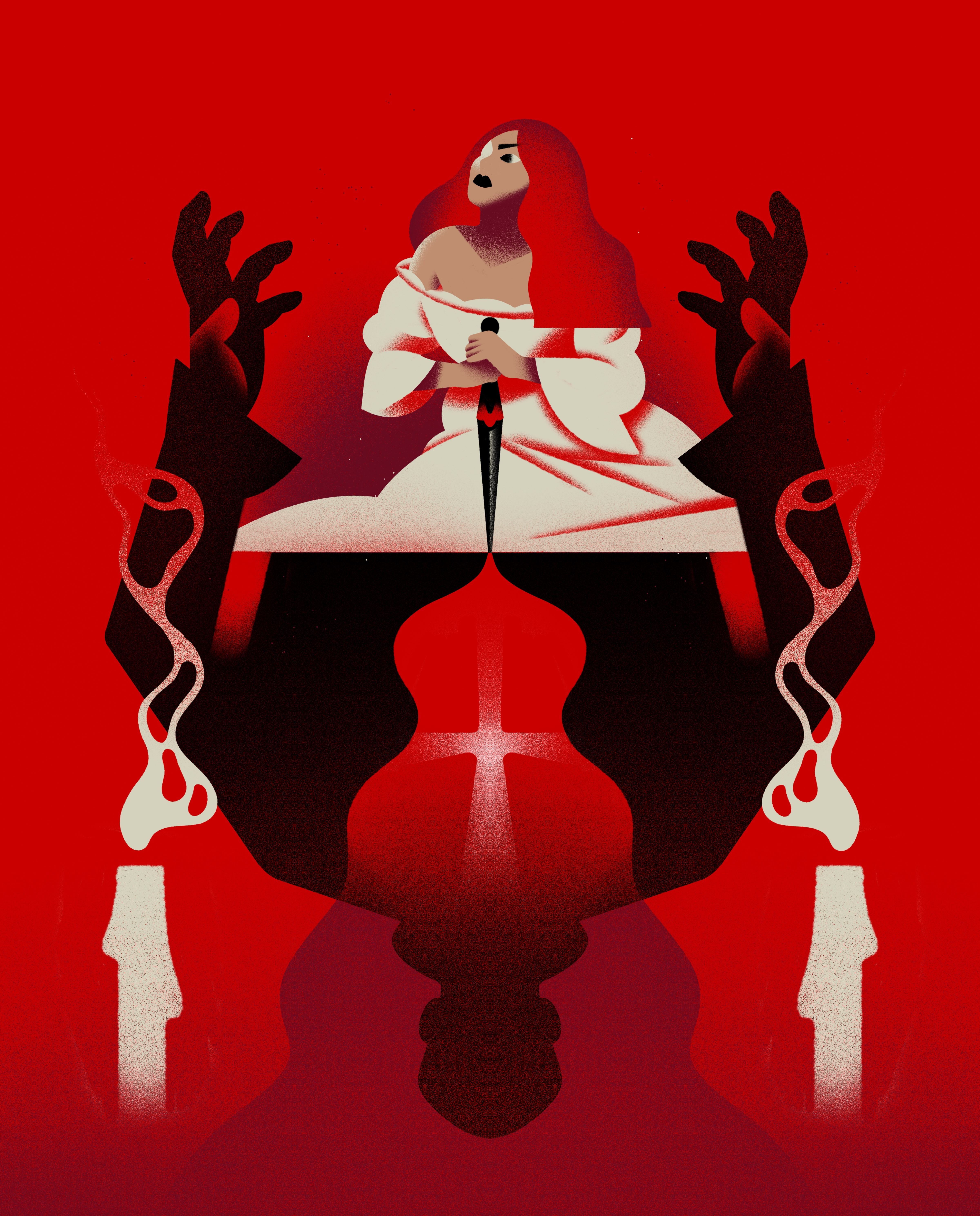 Tosca - for the National Arts Centre illustration opera procreate red texture woman