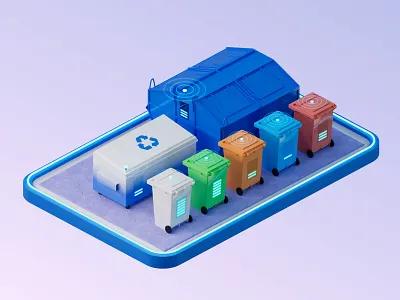 LoRaWAN Waste Management Sensors 3d bin cinema4d container design detection garbage illustation infographic iot isometric management recycle redshift render sensor waste
