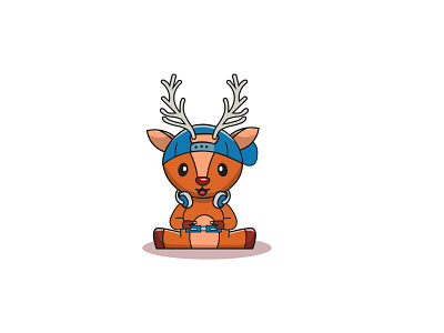 Cute deer gamer blue cartoon cute deer design gamer gaming hat ilustration