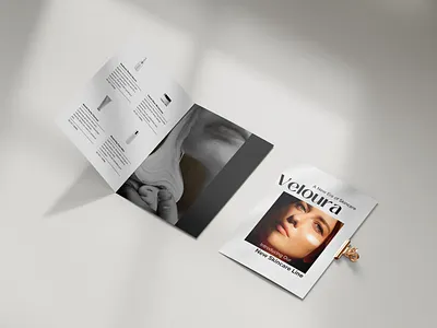 Veloura Skincare Bifold Brochure Design advertising aesthetic beauty branding brochure brochure design canva clean cosmetics flyer graphic design luxury marketing marketing material minimalist modern printable products skincare