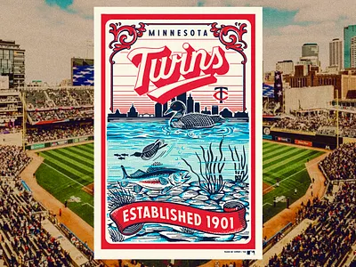 Graphic for Pillbox x Twins branding graphic design handrawn illustration logo minnesota twins poster mlb poster vintage vintage poster