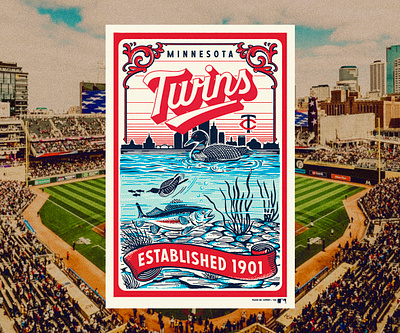 Graphic for Pillbox x Twins branding graphic design handrawn illustration logo minnesota twins poster mlb poster vintage vintage poster