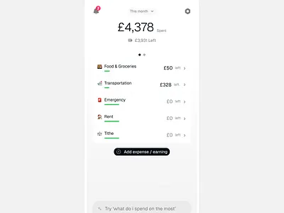 Budgeting app home screen ai animation app design budget clean clean design creative design finance home mobile app ui