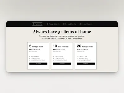 Fashion E-Commerce Website Design — Subscription Plans Screen branding card design ecommercedesign graphic design illustration logo pay plan subscription ui ux uxdesign vector