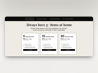 Fashion E-Commerce Website Design — Subscription Plans Screen branding card design ecommercedesign graphic design illustration logo pay plan subscription ui ux uxdesign vector