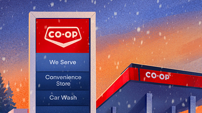 Illustrations for Canadian Brand. Social Media Animated Campaign animation brand branding campaign canada car christmas coffee gasstation illustration motion graphics shop snow socialmedia sunset winter