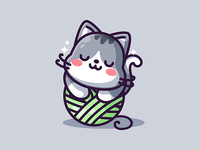 KnitCat animal branding cartoon cat cute design illustration kitten knit logo mark mascot vector vector art