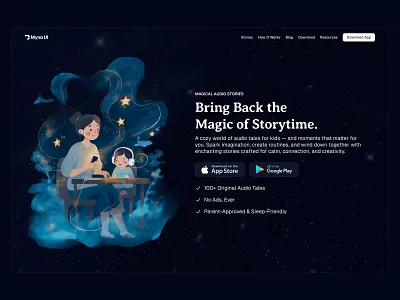 Storytime Landing Page 🎧 design header hero landing landing page minimal saas ui web design