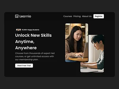 Learnio - EdTech landing page Design app branding course design edtech figma illustration landing page learn logo membership pricing ui ux web design website