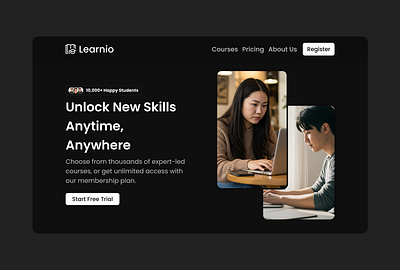 Learnio - EdTech landing page Design app branding course design edtech figma illustration landing page learn logo membership pricing ui ux web design website