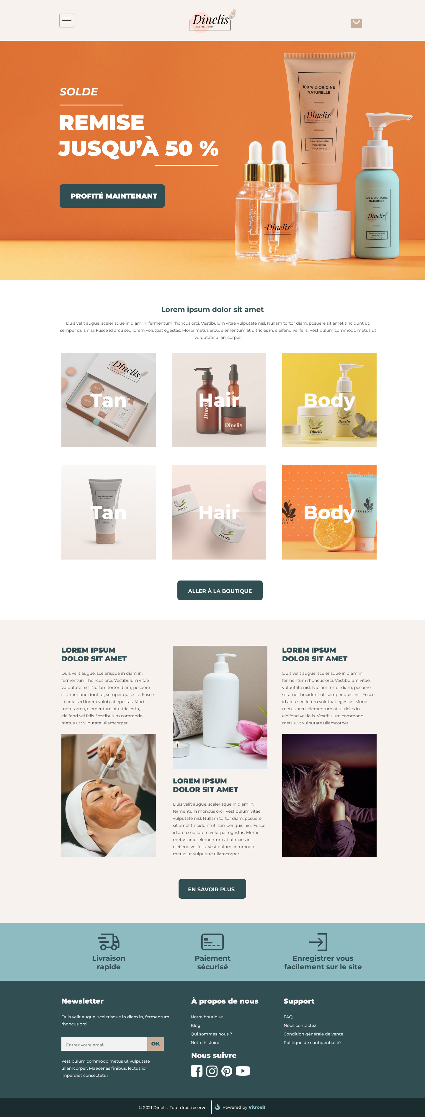 Maquette d'un site de produit cosmétique graphic design ui ux web