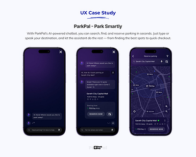 ParkPal AI Chatbot – Your Personal Parking Assistant aichatbot chatinterface darkmodeui designsystems dribbbleshots mobileux parkingapp productdesign smartmobility smartparking uiinspiration urbandesign userexperience uxdesign voiceassistant