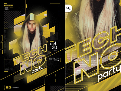 Futuristic Techno Party modern party techno template themed