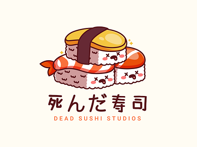 Dead Sushi chatacter cute dead egg funny japanese mascot outline salmon sushi sweet yummy