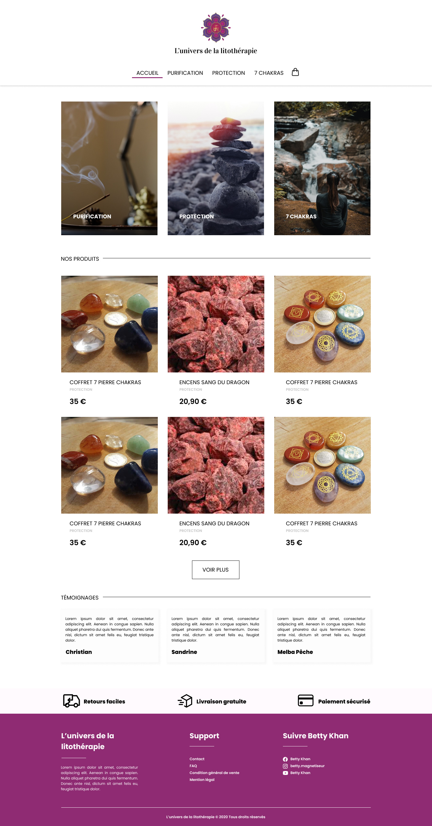 Maquette site vitrine pour de la litothérapie design graphic design ui ux web website
