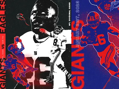 New York Giants Poster ft. Saquon Barkley bauhaus branding dark design distortion drawing football gfxmob giants graphic design grit gritty illustration portrait poster retro sports street art tough typography