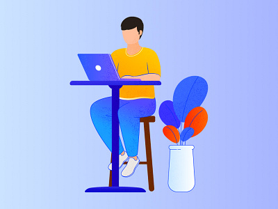 Where Work Feels Lighter illustration 💭💻 2d illustration character design character illustration design digital illustration dribbble community illustration ui wellness illustration worklifebalance