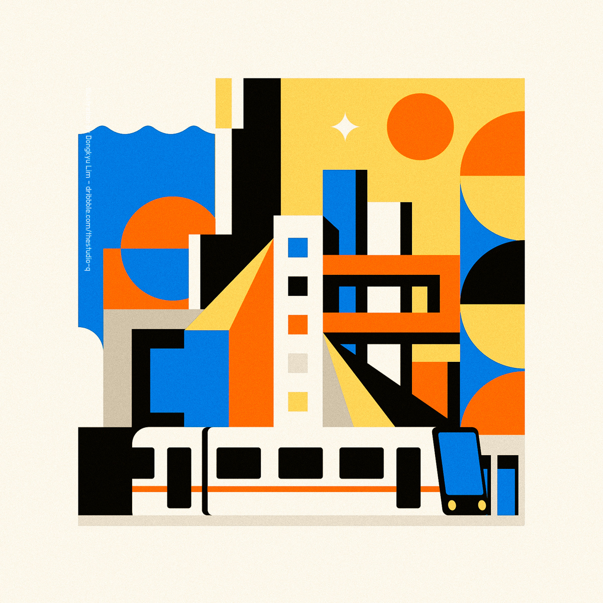 Bauhaus Cityscape architecture bauhaus geometry illustration modern poster simplicity urban