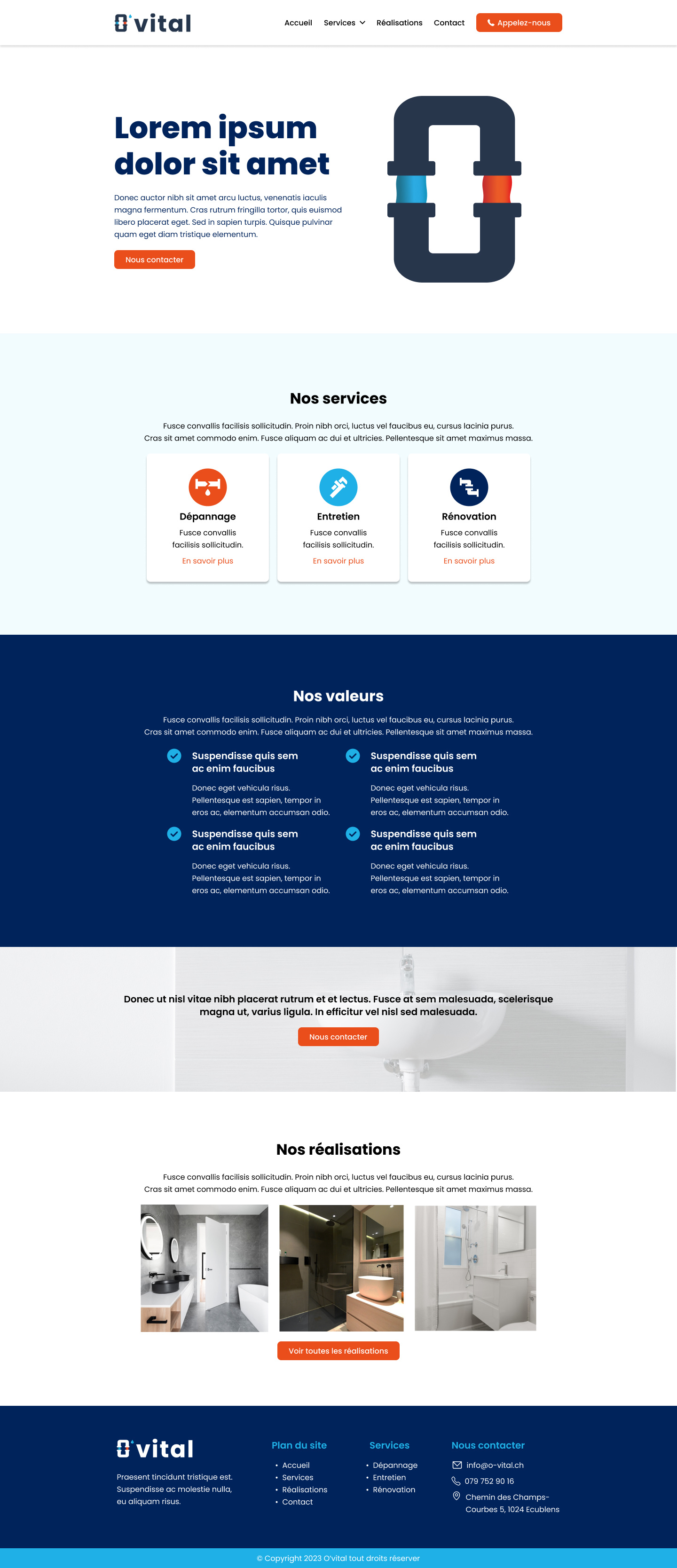 Maquette du site Ovital (plomberie) branding design graphic design logo ui ux web website