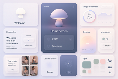 Serene Smart Mushroom Lamp UI Design graphic design iot ui smart lamp ui ux