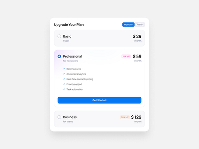 Upgrade Pricing app brand identity business creative dashboard design landing modern monthly plan pricing pro plan saas ui uiux upgrade plan ux web web app web pricing