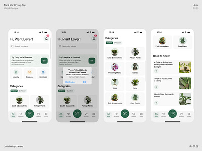 Flover – Plant Identifying Mobile App – Home & My Plants Pages flower garden app home page identification ios mobile mobile app mobile app ui my plants plant plant guide plant identifier planting product design ui ux