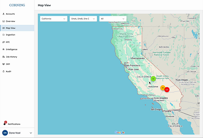 Site Drill down with Map View dashboard dataviz map mapview telecom ui