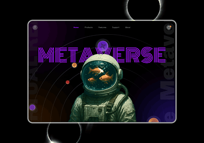Virtual Reality Concept Landing Page 3d astronaut graphic design illustration landing page mockup multiverse space virtual reality web design