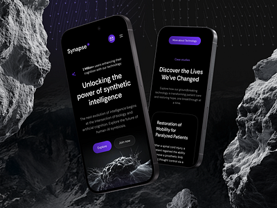 Dark website, mobile views ai black design dark design dark mode design interface mobile mobile design ui ui design ux ux design web design webdesign