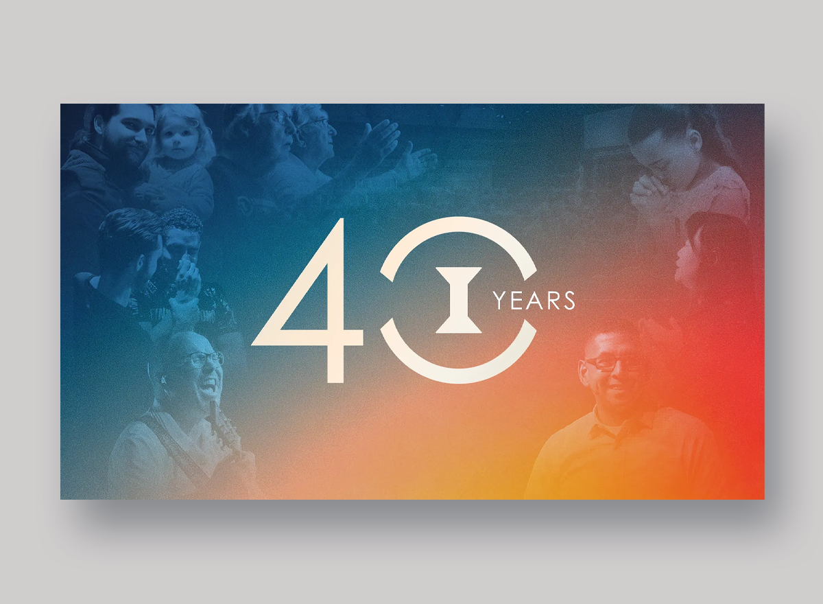 40th Anniversary Graphic for Ironbridge Church branding church church ministry design digital art gradient blur graphic design marketing ministry promotional