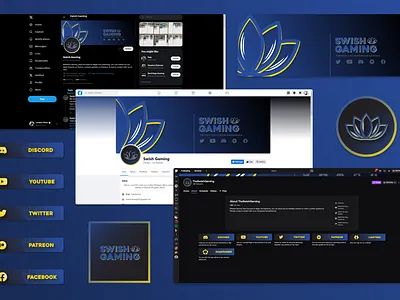 Swish Gaming - Rebrand blue branding figma gaming graphic design identity logo lotus magic mtg rebrand streaming ui