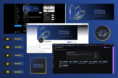 Swish Gaming - Rebrand blue branding figma gaming graphic design identity logo lotus magic mtg rebrand streaming ui