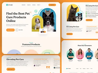 Pet Care E-commerce Website Design animal care cat design dogs ecommerce landing page modern online store pet accessories shop pet care pet food pet shop pets petshop trending ui design ux web website