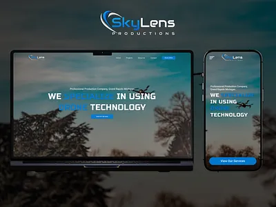 SkyLens Productions aerial aerial photography blue branding drone figma graphic design identity logo videography web design website