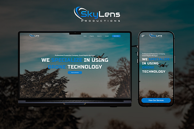 SkyLens Productions aerial aerial photography blue branding drone figma graphic design identity logo videography web design website
