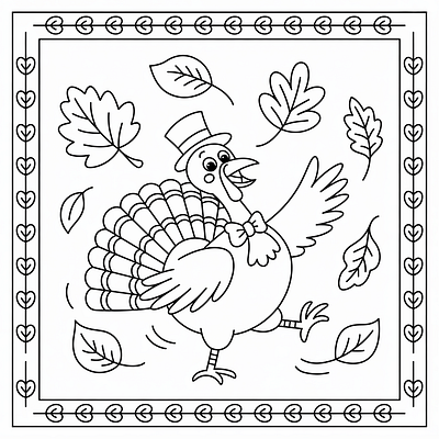 Thanksgiving design for coloring book pod