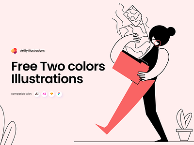Free Two Colors Illustrations black download free freebie illustration illustrations outline red svg vector