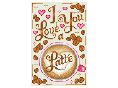 I Love You a Latte coffee coffee illustration cup of coffee digital illustration graphicdesign illustration illustration art latte pixel art pixelart pixelartist pixels