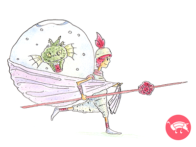 Raising a little monster caring character design colorful creature fantasy hand drawn illustration inks monster mythology pencildog raising running watercolors