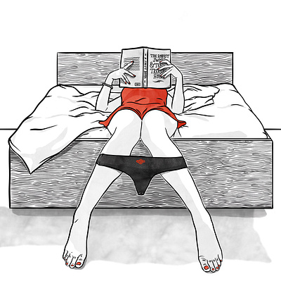 Summer of Smut bed bedroom book books drawing fantasy illustration reading romance romantasy sexy smut summer woman