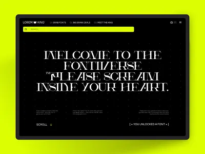 Lorem king - Font maker : Website design bento grid branding branding guideline business casual design font graphic design green interface logo marketplace store typography ui ux user interface visual identity website y2k yello