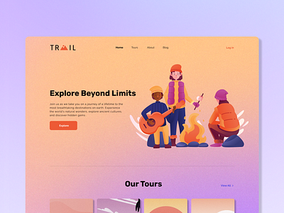 Trail: A User-Friendly Web Design for Hiking Enthusiasts concept design figma gradient ui ux webdesign