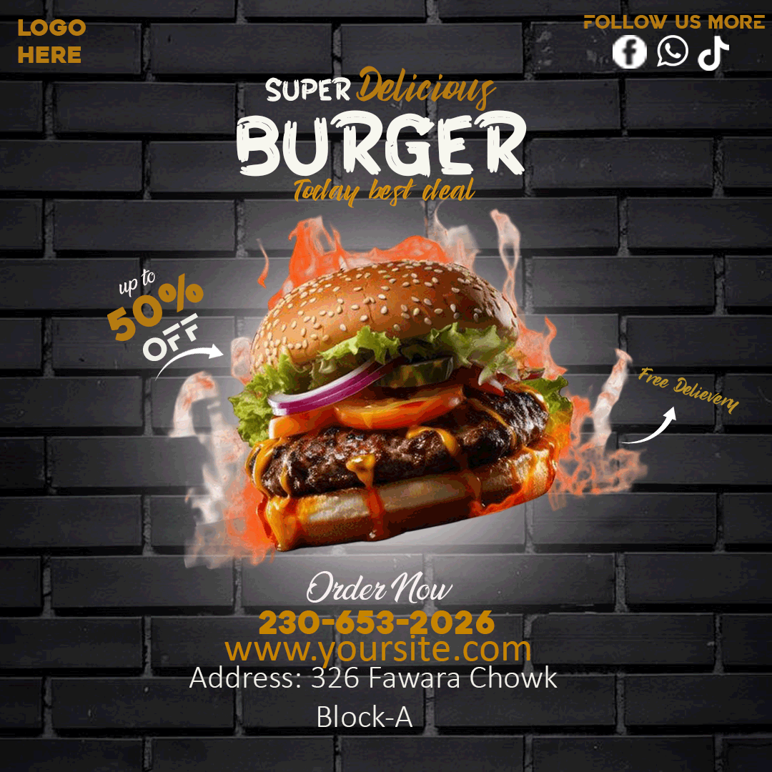 Burger Poster Design | Graphic Designer adobe illustrator adobe photoshop branding burger poster design graphic design restaurant street food