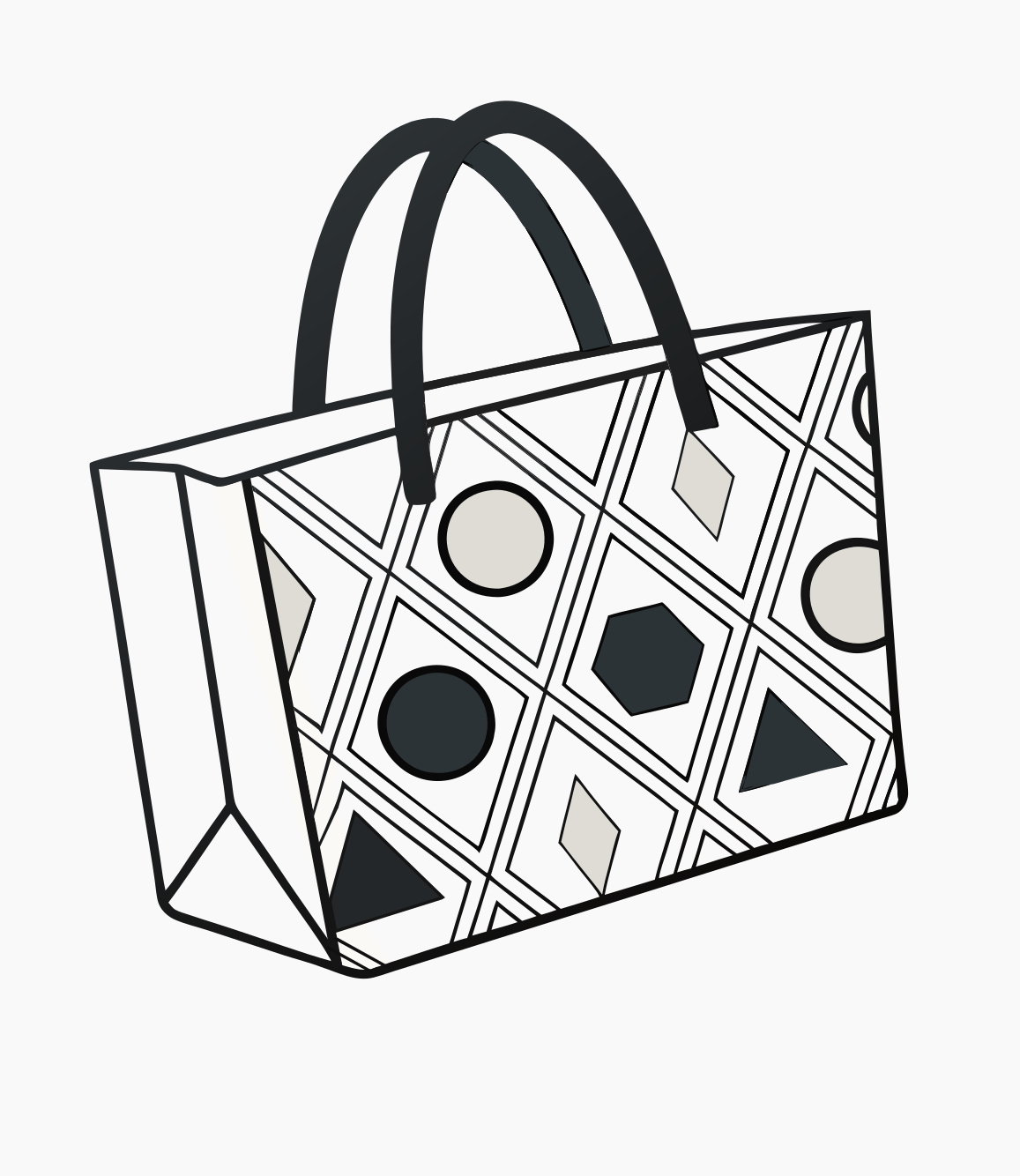 Geometric Tote Bag Illustration — Minimal Line Art Style 2dgraphics aiart black and white vector fashion accessory art flat line art geometric pattern graphic design minimalist illustration modern fashion graphic tote bag artwork vector bag design