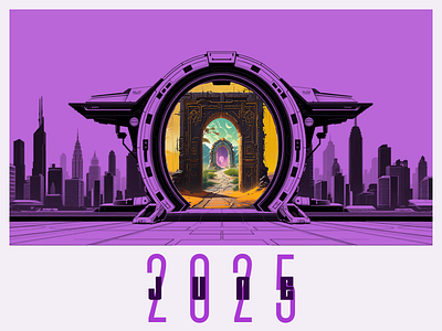 June 2025 2025 2d artwork branding challenge city design illustration june monochromatic portal skyline ui